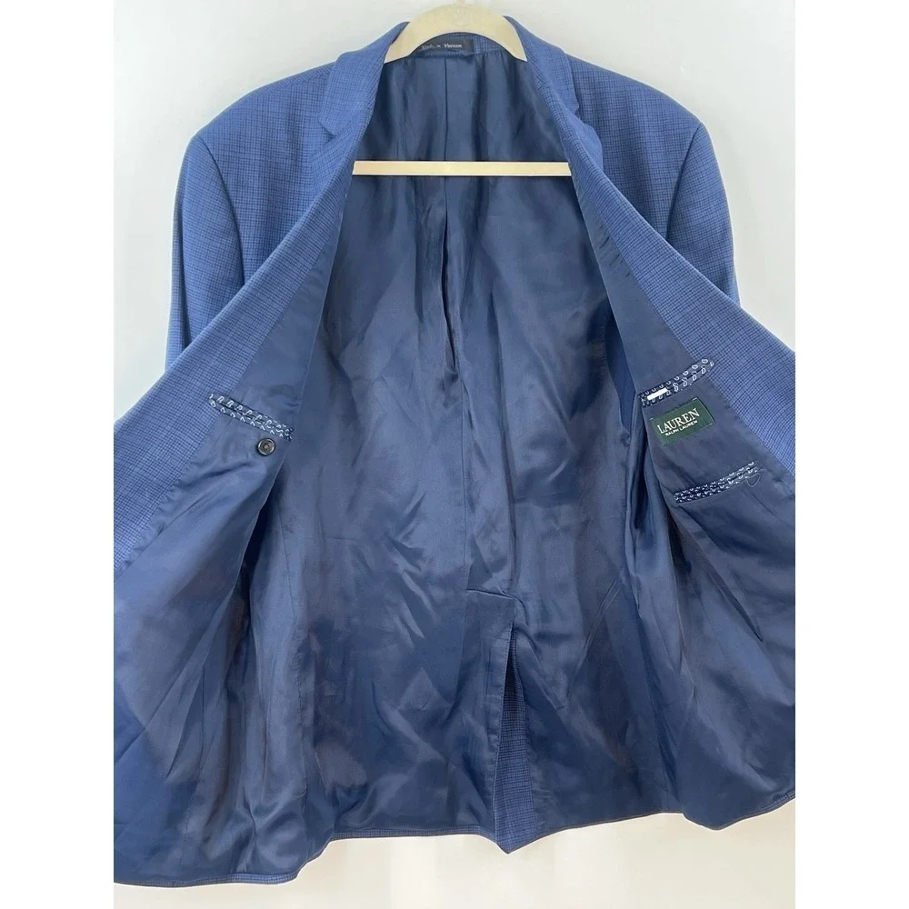 Lauren Ralph Lauren Sport Coat Mens 42R Blue Plaid Two Button Formal Career